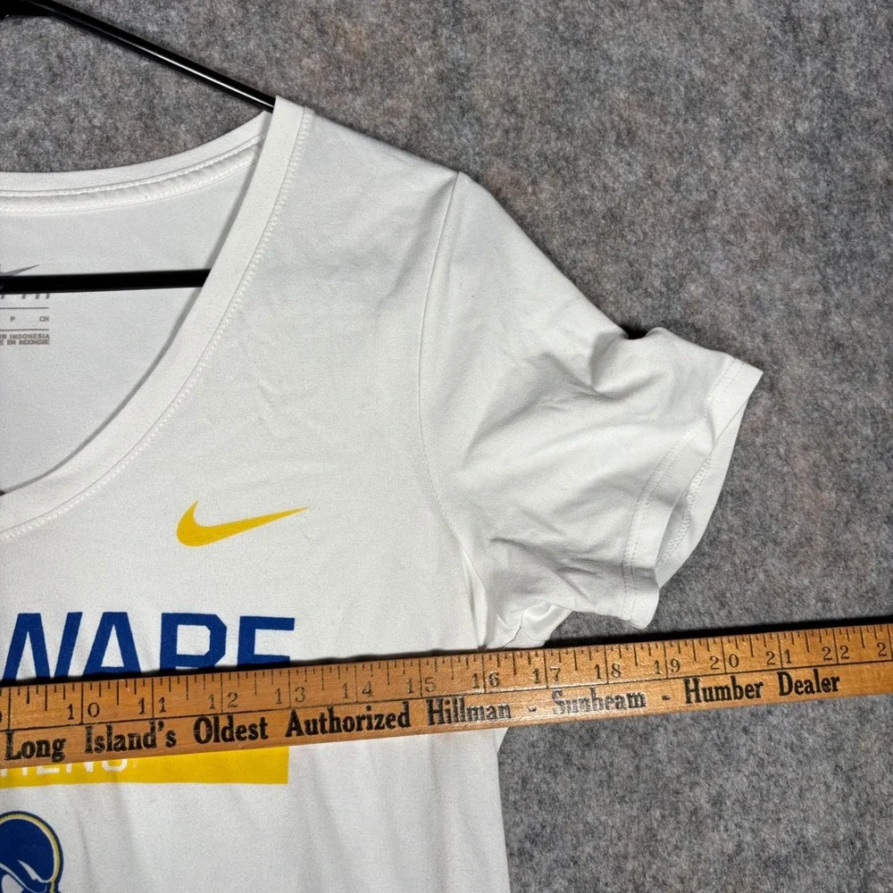 Nike T-Shirt Womens Small White Delaware Blue Hens Dri-FIT V-Neck Athletic Tee